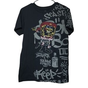 Nickelodeon Black Tee with SpongeBob Graffiti Design